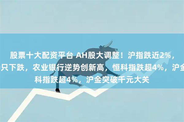 股票十大配资平台 AH股大调整！沪指跌近2%，全市场超4800只下跌，农业银行逆势创新高，恒科指跌超4%，沪金突破千元大关